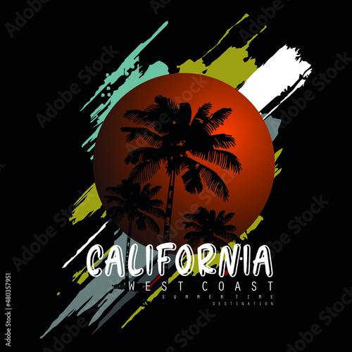 california summer text,lettering,images nature vector illustration t shirt design