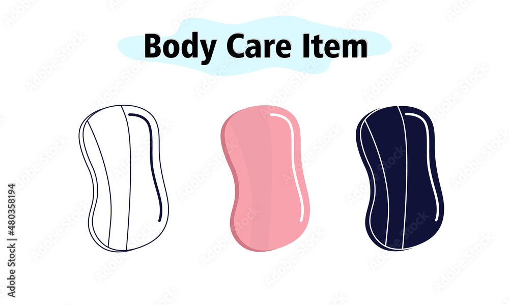 Pink solid hand soap. Antibacterial scented soap. Body care. Vector illustration in color, solid and linear design on a white background.