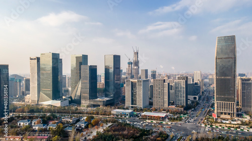 Aerial photography of modern urban landscape of Jinan, China © 昊 周
