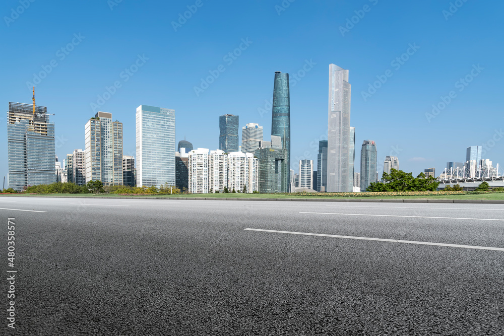 Road and Chinese modern city buildings background Road and Chinese modern city buildings background