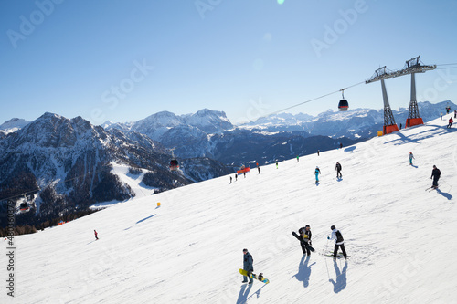 Dolomites, Italy. Kronplatz (Plan de Corones), Puster Valley, Mountain ski. photo