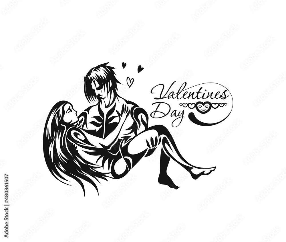 Romantic lovers for Valentine's Day, Cartoon Hand Drawn Sketch Vector Background. Romantic lovers for Valentine's Day, Cartoon Hand Drawn Sketch Vector Background.