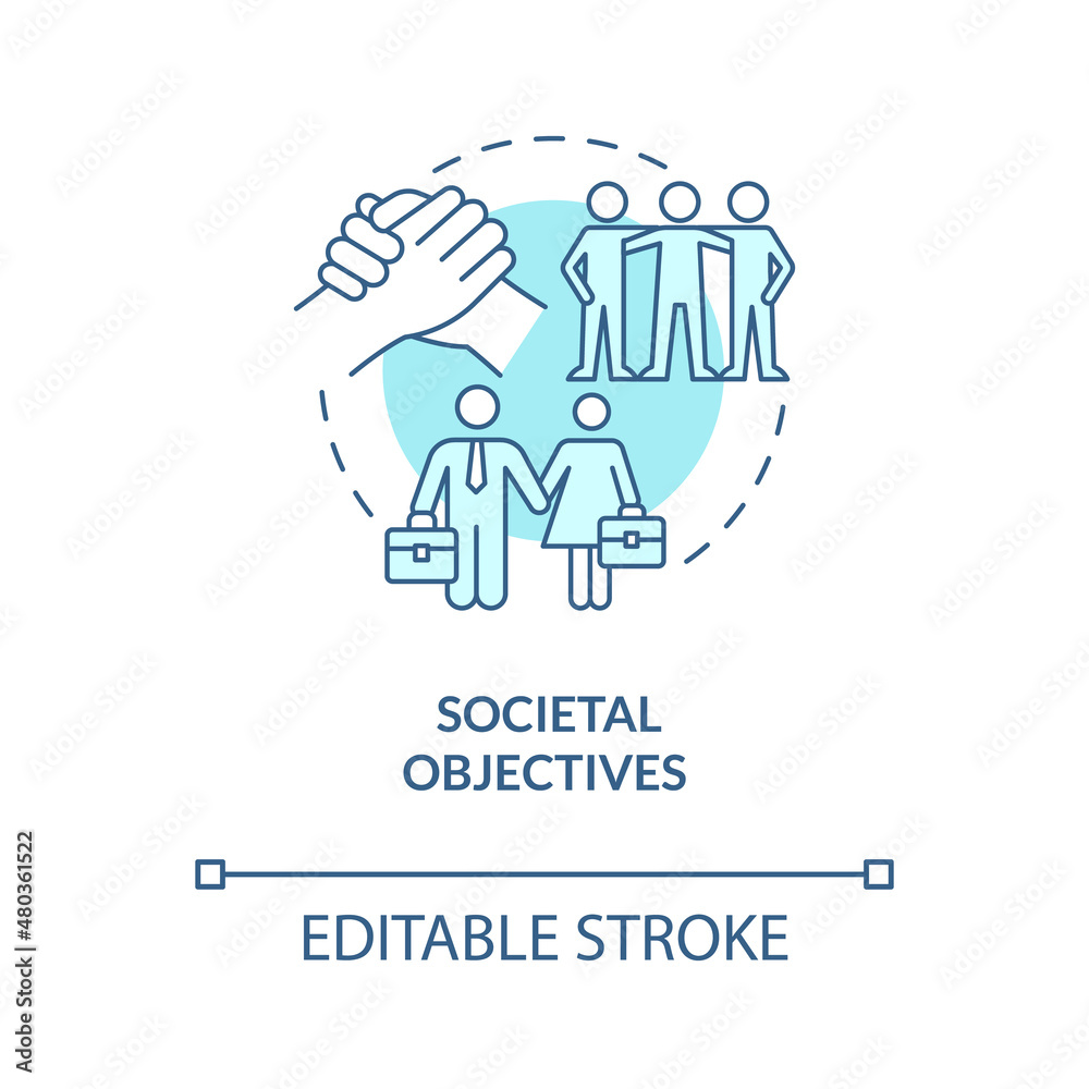 Societal objectives turquoise concept icon. Social needs and challenges. HR abstract idea thin line illustration. Isolated outline drawing. Editable stroke. Roboto-Medium, Myriad Pro-Bold fonts used Societal objectives turquoise concept icon. Social needs and challenges. HR abstract idea thin line illustration. Isolated outline drawing. Editable stroke. Roboto-Medium, Myriad Pro-Bold fonts used