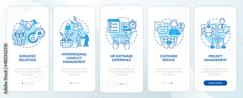 Photographie Skills for human resources manager blue onboarding mobile app screen