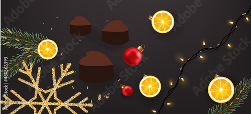 Chocolates with orange aroma vector realistic. Product placement packaging ch...