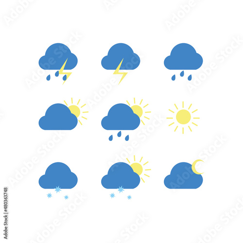 Weather signs icon, weather forecast set. Vector illustration eps 10.