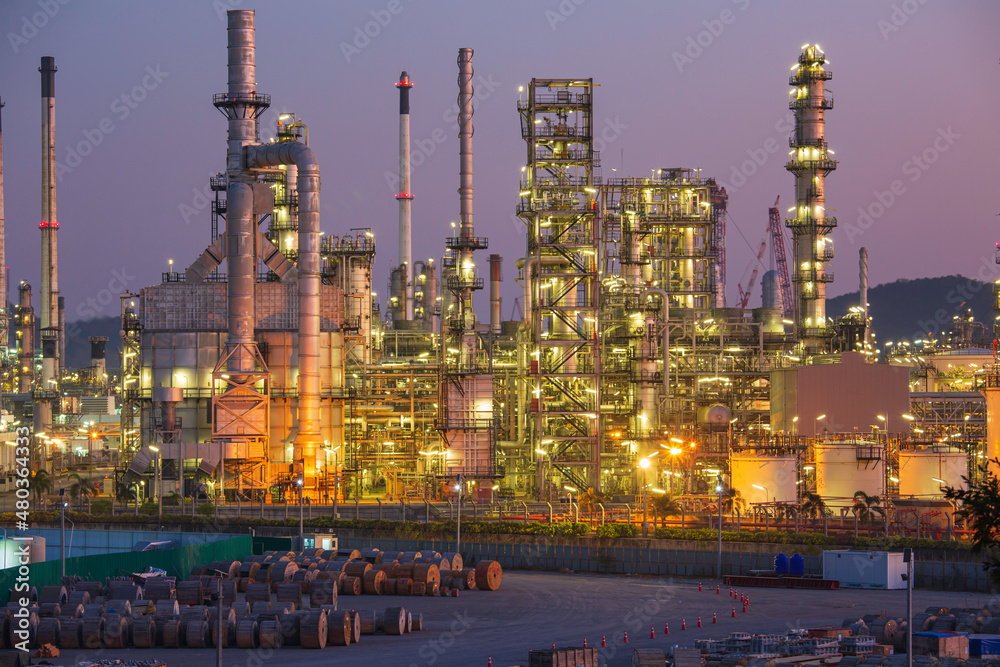 Fototapeta premium Oil​ refinery​ and​ plant of petrochemistry industry in oil​ and​ gas​ ​industry