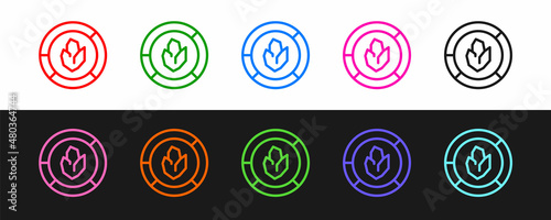 Set line Agricultural soil test and results icon isolated on black and white background. Digital soil analysis. Vector