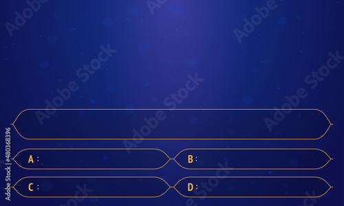 Question and answers template from TV game. Test and quiz concept. Quiz game in tv. Gradient background of blue and azure color. Four answers for knowledge exam.