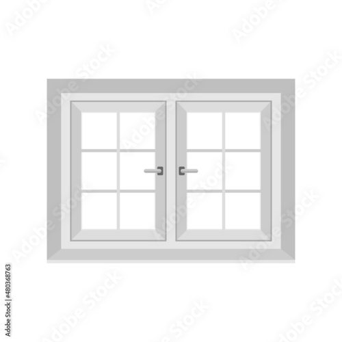 Window icon in flat style. Casement vector illustration on isolated background. Interior frame sign business concept.
