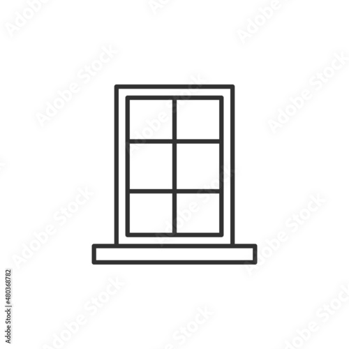 Window icon in flat style. Casement vector illustration on isolated background. House interior sign business concept.