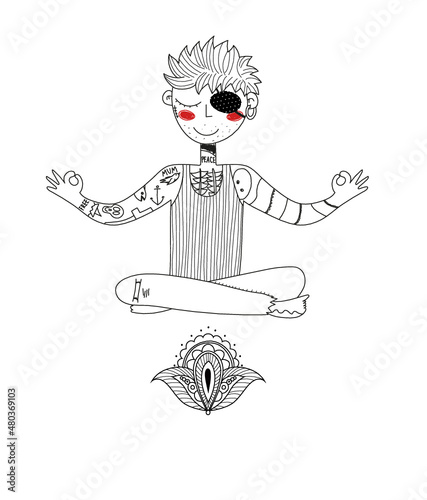 Ragazzo felice che fa yoga e meditazione