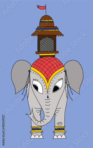 Sultano su elefante in baldacchino arabo