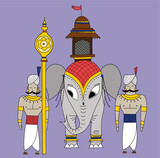 Guardie con elefante e sultano nel baldacchino