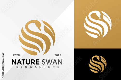 Fototapeta Naklejka Na Ścianę i Meble -  Nature Swan Logo Design Vector illustration template