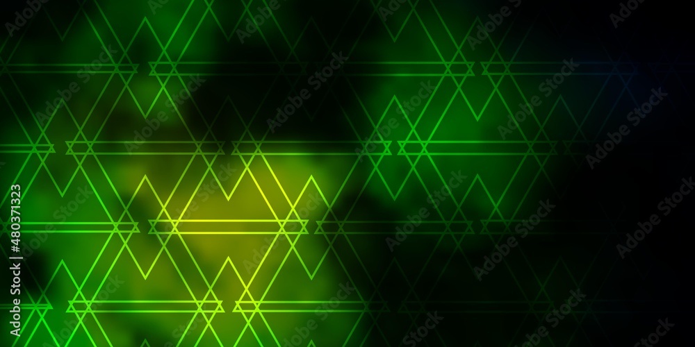 Dark Blue, Green vector backdrop with lines, triangles.