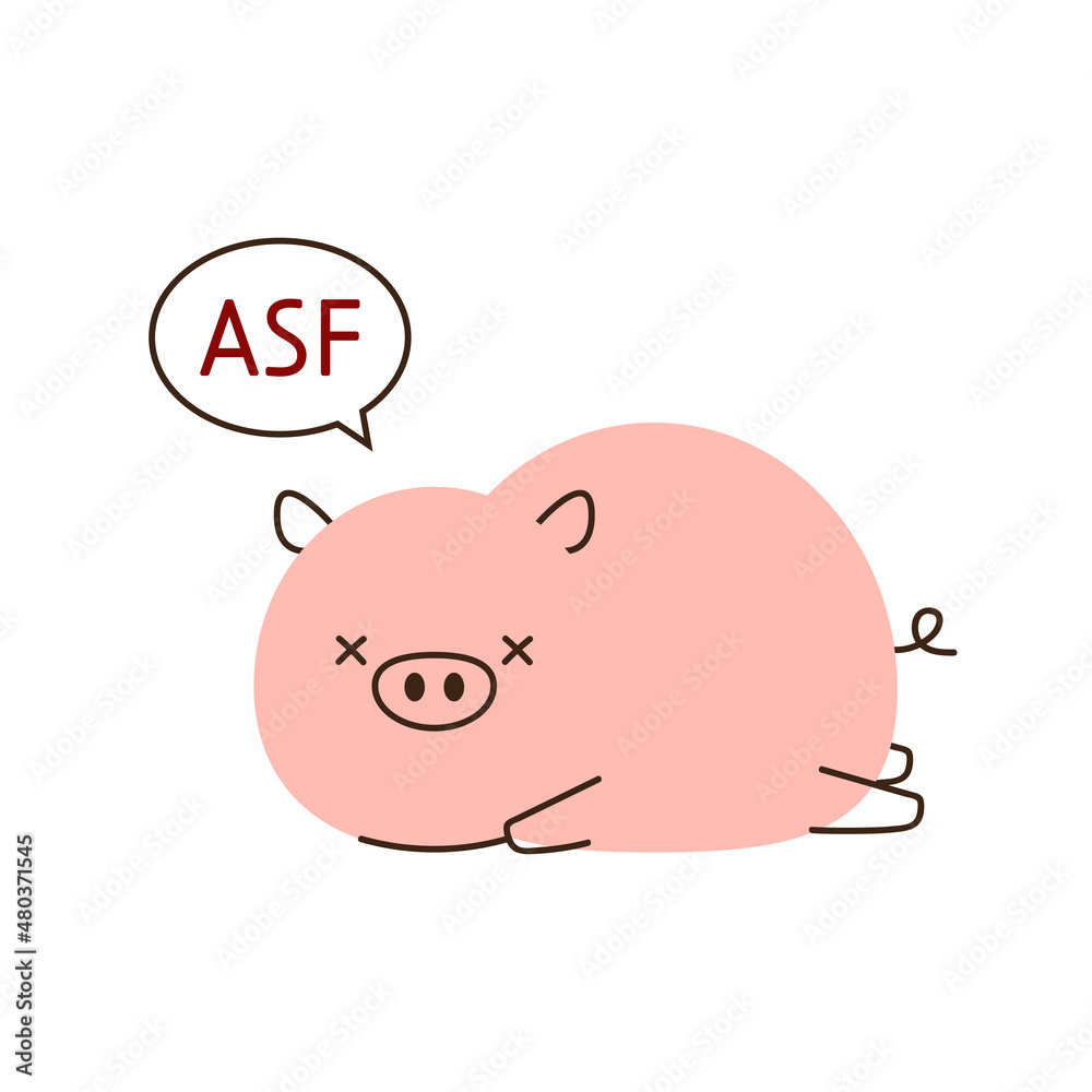 Pig cartoon vector. Warning and be careful African swine fever virus in pig. Pig cartoon vector. Warning and be careful African swine fever virus in pig.