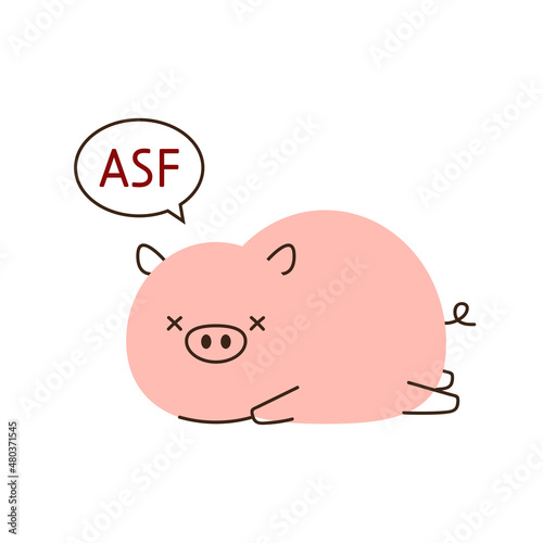 Pig cartoon vector. Warning and be careful African swine fever virus in pig.