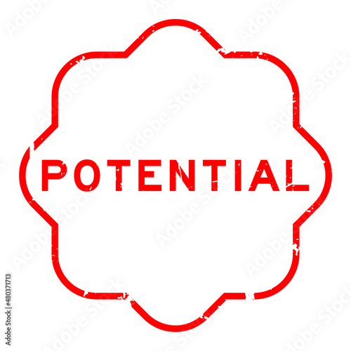 Grunge red potential word rubber seal stamp on white background
