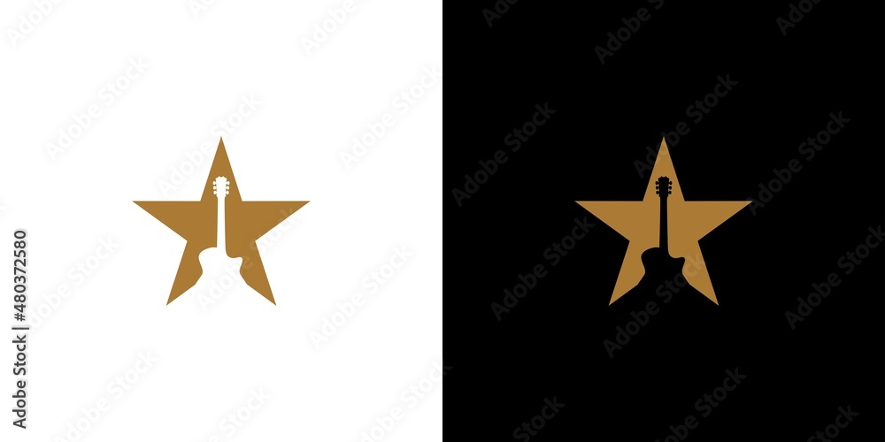 Obraz premium Modern and elegant guitar star logo design