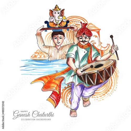 Happy anant chaturdashi indian festival background photo