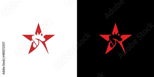 Modern and elegant chicken star logo design