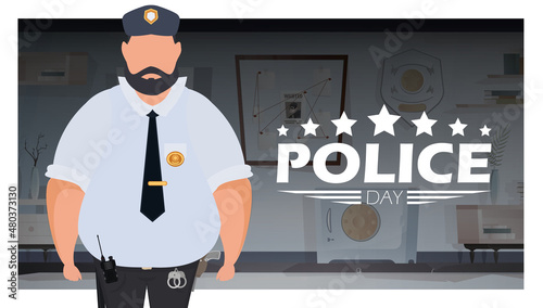 Poster Police Day Defender's Day. Vector.