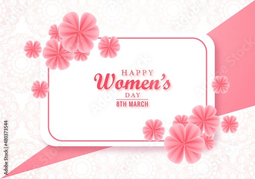 Happy womens day pink floral greeting card