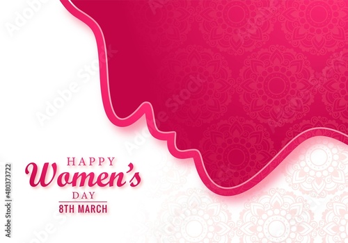 Happy women's day card with girl face design
