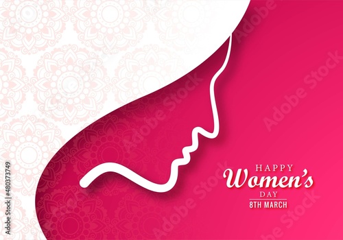 Happy women's day card with girl face design