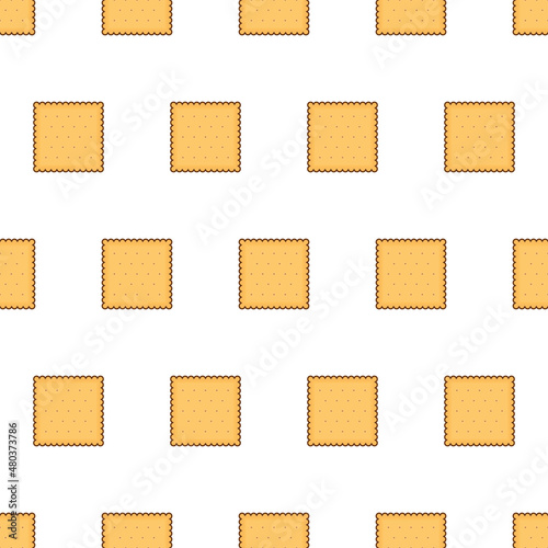 Cracker Biscuits Seamless Pattern On A White Background. Biscuit Cookies Theme Vector Illustration