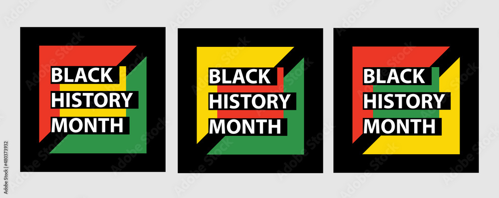 Collection of black history month social media posts. Celebrating black history month. EPS10 vector.