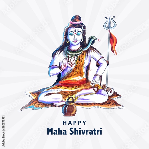Hindu Lord Shiva for indian god maha shivratri card background