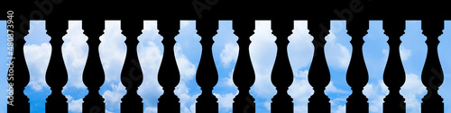 Fotografiet Italian classic balustrade - seamless pattern concept image on cloudy sky backgr