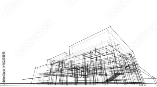 Modern architecture sketch vector illustration