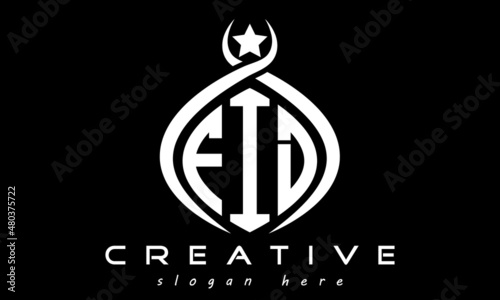 FID three letters monogram curved oval initial logo design, geometric minimalist modern business shape creative logo, vector template