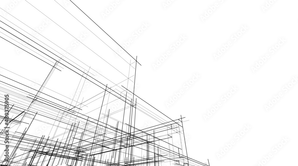 Modern architecture sketch vector illustration Modern architecture sketch vector illustration