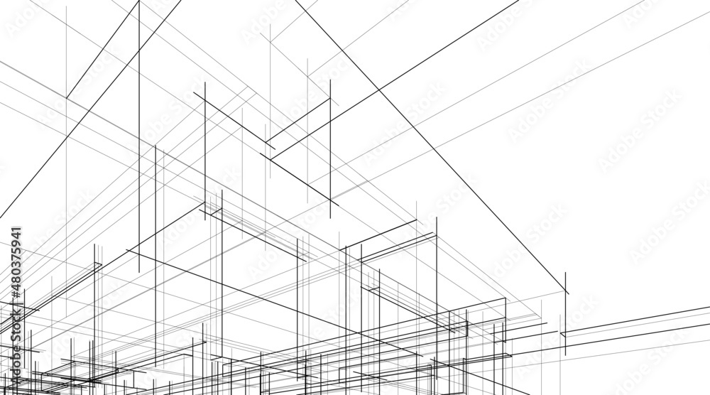 Modern architecture sketch vector illustration Modern architecture sketch vector illustration