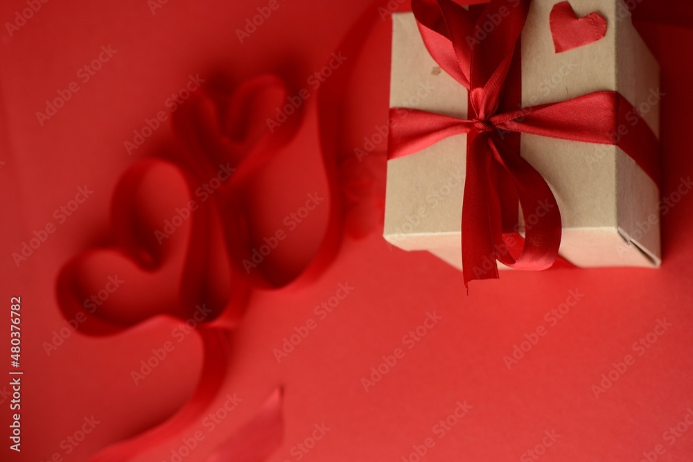 valentines day background. red heart ribbon valentines day background. red heart ribbon