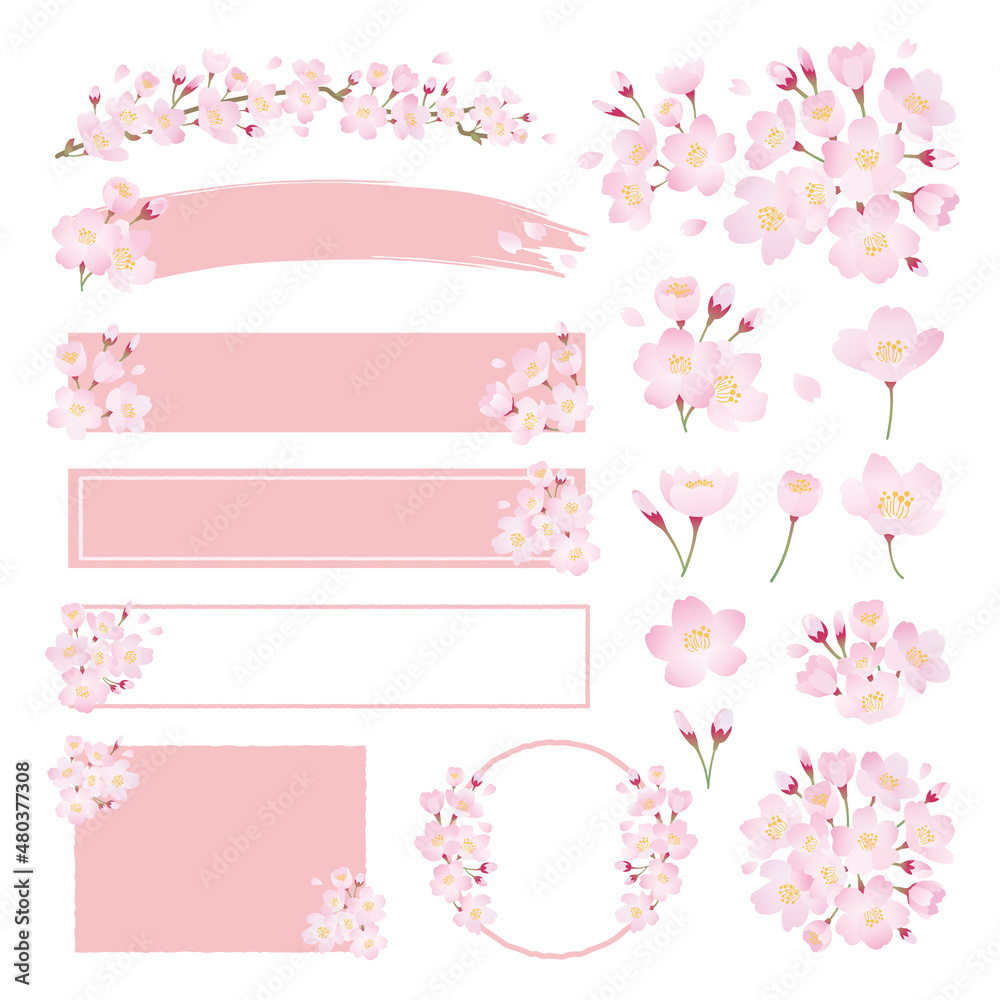 桜の花　フレーム素材セット