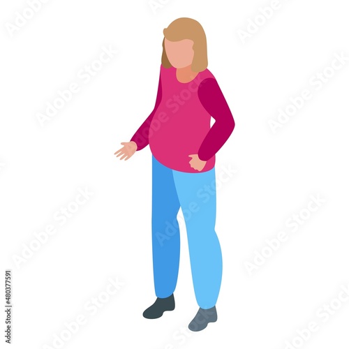 Cute pregnant woman icon isometric vector. Healthy mom