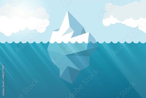 Billede på lærred Underwater iceberg icon in flat style