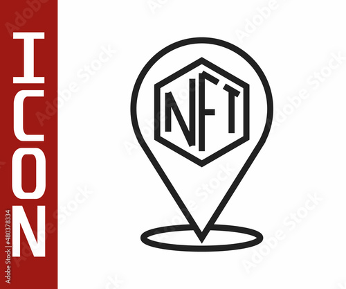 Black line NFT Digital crypto art icon isolated on white background. Non fungible token. Vector