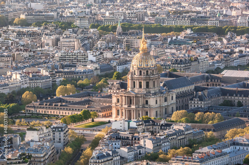 Aerial photo of Paris with Les Invalides during evening, famous landmark in Paris, France © Tomas Marek