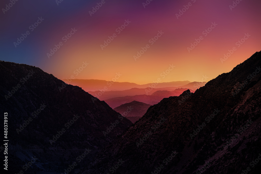 Beautiful Sunrise in the Mountains Just Outside of Yosemite National Park in California