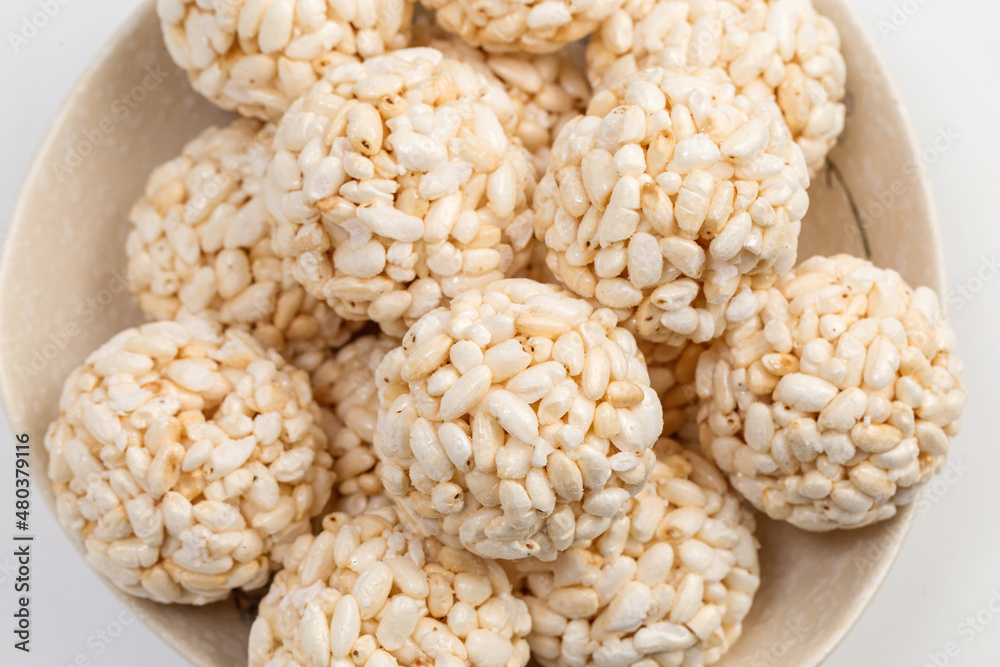 There are rice flower balls made of rice and other raw materials