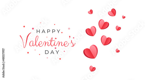 Valentines Day Background Design with Heart Stickers Scattered. Papers heart on white background