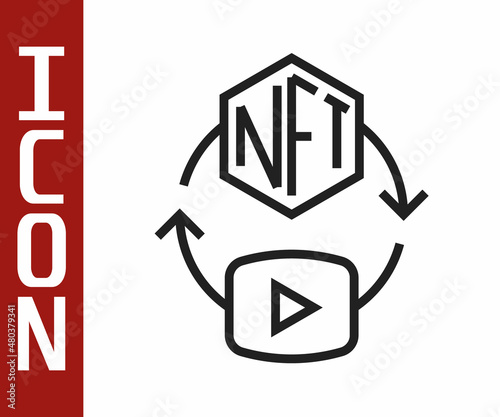 Black line NFT Digital crypto art icon isolated on white background. Non fungible token. Vector