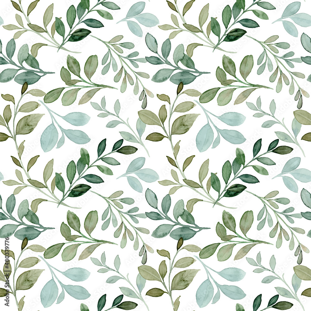 Watercolor green foliage seamless pattern Watercolor green foliage seamless pattern