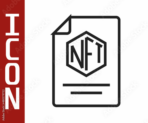 Black line NFT contract icon isolated on white background. Non fungible token. Digital crypto art concept. Vector